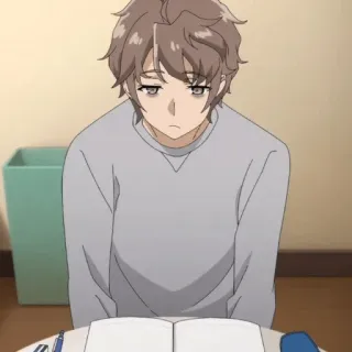🐾 animé, homme, intérieur, triste, pensif telegram sticker