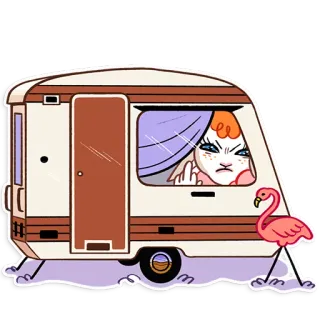😑 sticker, caravan, flamingo, middle finger, angry, cartoon telegram sticker