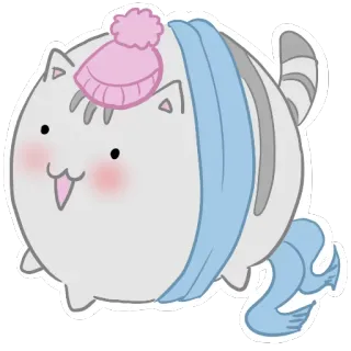 ❄ chat, autocollant, hiver, écharpe, chapeau, mignon, animal telegram sticker