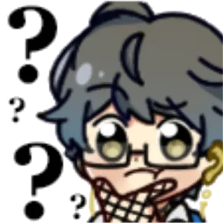🤨 signos de interrogación, confundido, anime, dibujos animados, personaje, pensando telegram sticker