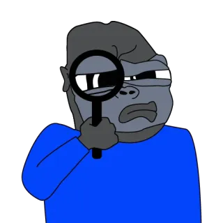 🔍 Gorila, Macaco, Desenho animado, Lupa, Olhando, Procurando telegram sticker