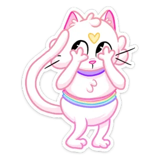 🙈 gatto, animale, carino, kawaii, adesivo, arcobaleno, cuore, cartone animato telegram sticker