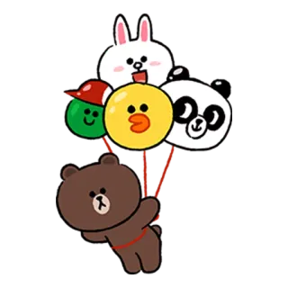 😍 sticker, line friends, brown, cony, sally, panda telegram sticker