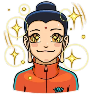 😍 Buddha Boeddha, cartoon, glitters, meditatie, oranje, lotus telegram sticker