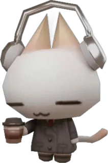 ☁️ cat, coffee, headphones, kawaii, cute, anime, animal, sticker telegram sticker