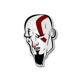😔 Kratos God of War 크레토스, 갓 오브 워, 비디오 게임, 캐릭터, 화난, 얼굴 telegram sticker
