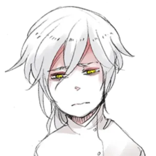 🤍 anime, manga, sad, white hair, yellow eyes, character telegram sticker