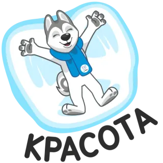 ☺️ Husky, Hund, Schneeengel, Winter, Cartoon, Schal telegram sticker
