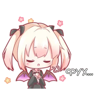 😌 ФУХ... อนิเมะ, มังงะ, น่ารัก, คาวาอิ, ปีศาจ, เขา, ปีก telegram sticker