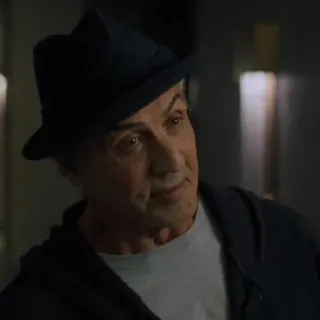 🌑 Sylvester Stallone actor, stallone, portrait, man, hat telegram sticker