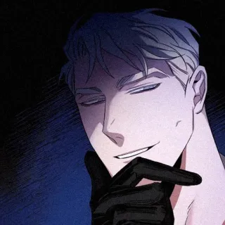 🥂 mężczyzna, uśmieszek, rękawiczki, anime, kreskówka, postać, portret, ciemny telegram sticker