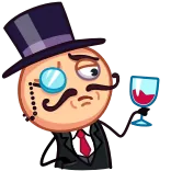 🍷 personnage, monocle, vin, chic whatsapp sticker