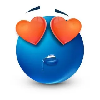😍 이모티콘, 하트 눈, 파란색, 만화, 사랑, 애정 telegram sticker