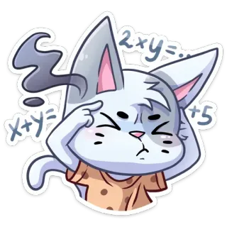 🤔 2+y=
x+y=+5 cartoon, cat, mathematics, thinking, cute, education, algebra telegram sticker
