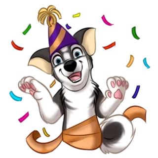 🙃 cachorro, festa, celebração, aniversário, confete, animal, diversão, festivo telegram sticker