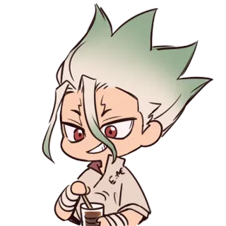 😏 Senku Ishigami Dr. Stone E=MC² 애니메이션, 캐릭터, 닥터 스톤, 센쿠, 과학 telegram sticker