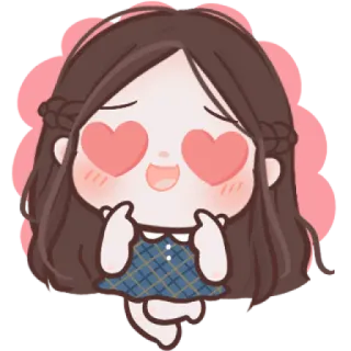 🧸 Cartoon, Amour, Coeur, Fille, Mignon, Chibi telegram sticker
