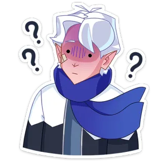 ❓ อนิเมะ, การ์ตูน, เครื่องหมายคำถาม, กังวล, ตัวละคร, เอลฟ์, น่ารัก whatsapp sticker