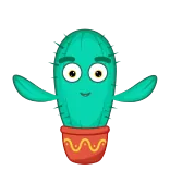 🙈 cactus, plant, pot, cartoon, green telegram sticker