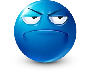 🤩 Emoji, Azul, Enojado, Gruñón, Dibujos animados whatsapp sticker