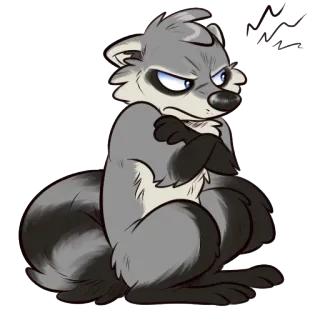 😤 raccoon, cartoon, angry, furry, animal, character whatsapp sticker