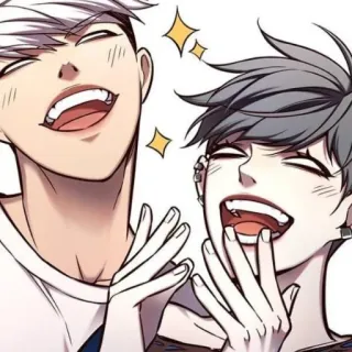 🤣 애니메이션, 우정, 웃음, 캐릭터, 만화, 신나는 telegram sticker
