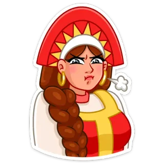 😤 donna, arrabbiata, tradizionale, russo, copricapo whatsapp sticker