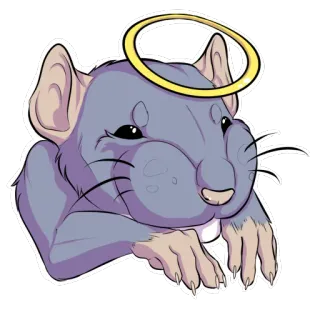 😇 rat, halo, mignon, animal, autocollant telegram sticker