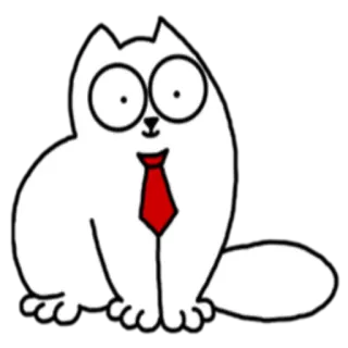 🙂 gato, desenho animado, gravata, branco, vermelho, animal whatsapp sticker