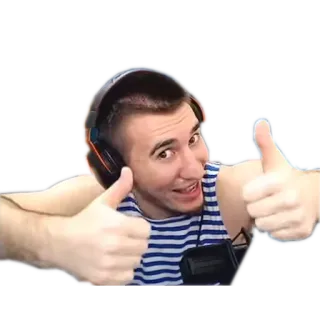 👍 hombre, pulgar arriba, auriculares, retrato, sonrisa, positivo telegram sticker
