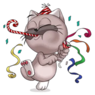 🎉 猫, パーティー, お祝い, 紙吹雪, 動物, お祭り, 漫画 telegram sticker