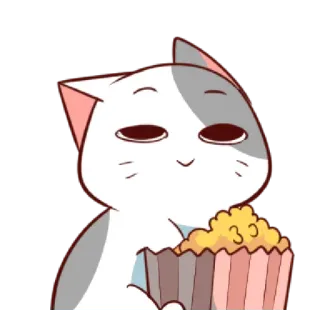 🍿 cat, popcorn, cute, cartoon, animal, snack telegram sticker