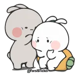 😘 Dibujo animado, Conejo, Triste, Tortuga, Lindo telegram sticker