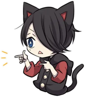 👈 Anime, Katzenohren, Charakter, Süß, Cartoon telegram sticker