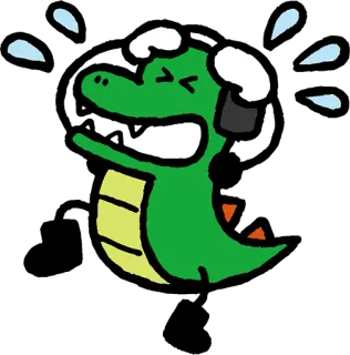 😰 crocodile, animal, cartoon, green, sad telegram sticker