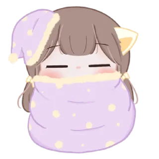 😴 slaperig, schattig, kawaii, cartoon, slapen, anime, pyjama telegram sticker