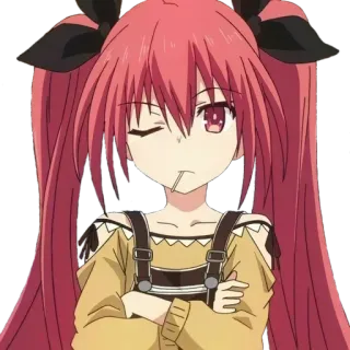 🤨 anime, personaggio, ragazza, carina, occhiolino, lecca-lecca telegram sticker