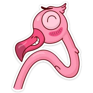 ☺ 火烈鸟, 粉色鸟, 卡通, 动物, 可爱, 贴纸 telegram sticker