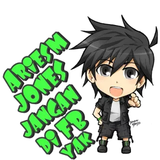 😁 ARITEM JONES JANGAN DI FB YAK Estilo anime, Chibi, Dibujos animados, Personaje, Saludo telegram sticker