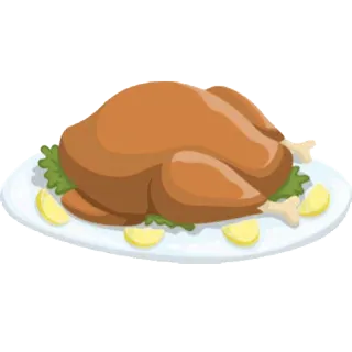 🍗 Comida, Ave, Pavo, Plato, Plato, Asado telegram sticker