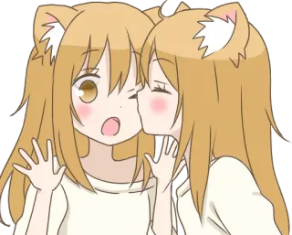 💋 Anime, Hôn, Dễ thương, Tai thú, Manga, Hôn telegram sticker