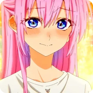 🙂 animé, fille, cheveux roses, mignon, joyeux, souriant telegram sticker