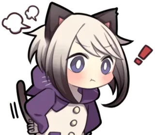 😤 Anime, Nekomimi, En colère, Mignon, Autocollant, Furry whatsapp sticker