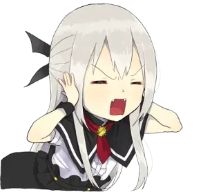 🙉 Anime, Chica, Enojada, Gritando, Dibujos animados, Personaje whatsapp sticker
