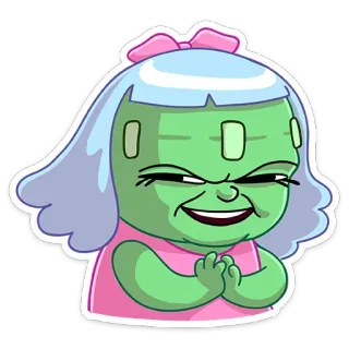 😈 dessin animé, vert, personnage, effrayant, sourire telegram sticker