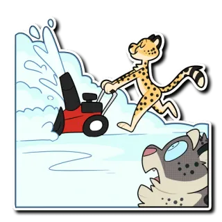 ❄️ 눈, 겨울, 제설기, 치타, 동물, 만화 telegram sticker