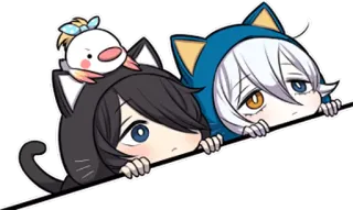 😶 애니메이션, 귀여운, 고양이 귀, 캐릭터, 귀엽다, 디지털 아트 telegram sticker