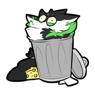🗑 cartoon, trash can, animal, sticker whatsapp sticker