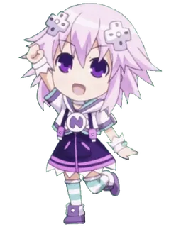 💃 Neptune Hyperdimension Neptunia anime, chibi, video game, rambut ungu, imut, kawaii whatsapp sticker