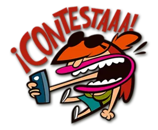 📞 ¡CONTESTAAA! 感叹, 西班牙语, 卡通, 生气, 电话, 喊叫 telegram sticker